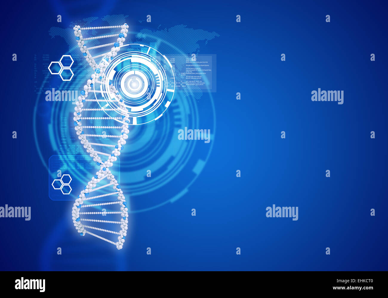Menschliche DNA. Hintergrund der weiße Ring mit Sechseck Stockfoto