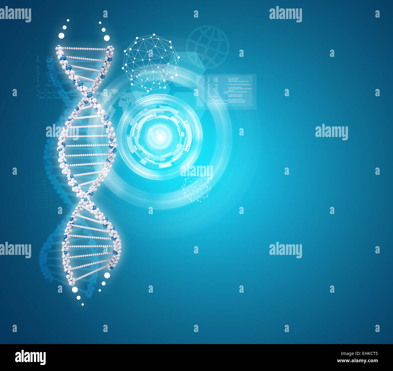Menschliche DNA. Hintergrund der weiße Ring mit Sechseck Stockfoto