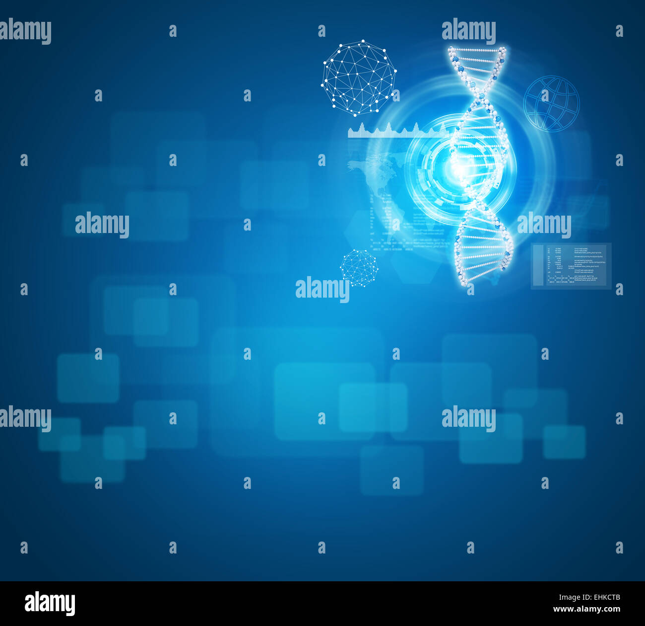 Menschliche DNA. Hintergrund der weiße Ring mit Sechskant und Information board Stockfoto