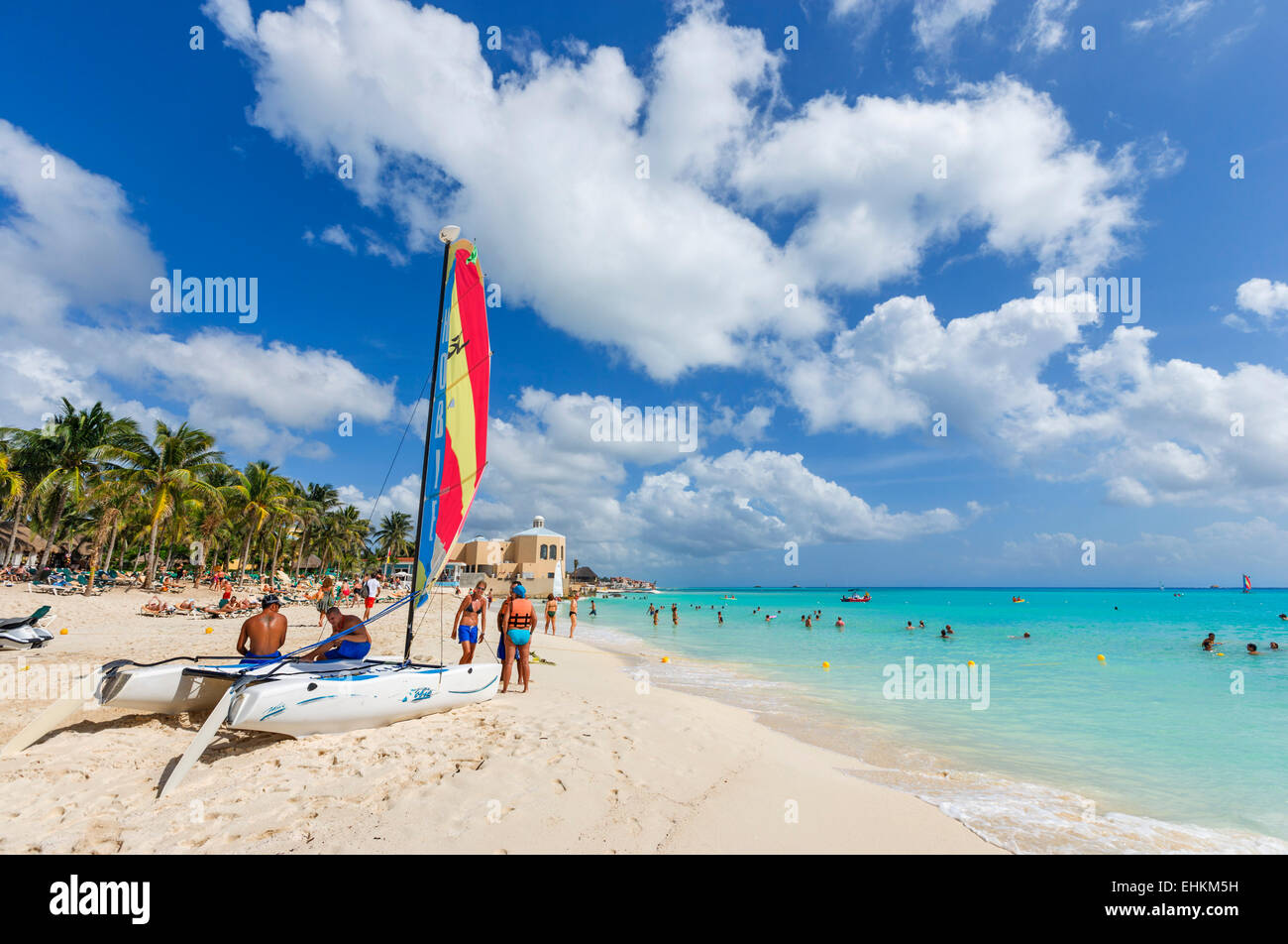 Strand vor dem Riu Playacar Hotel Playacar, Playa del Carmen, Riviera Maya, Halbinsel Yucatan, Quintana Roo, Mexiko Stockfoto