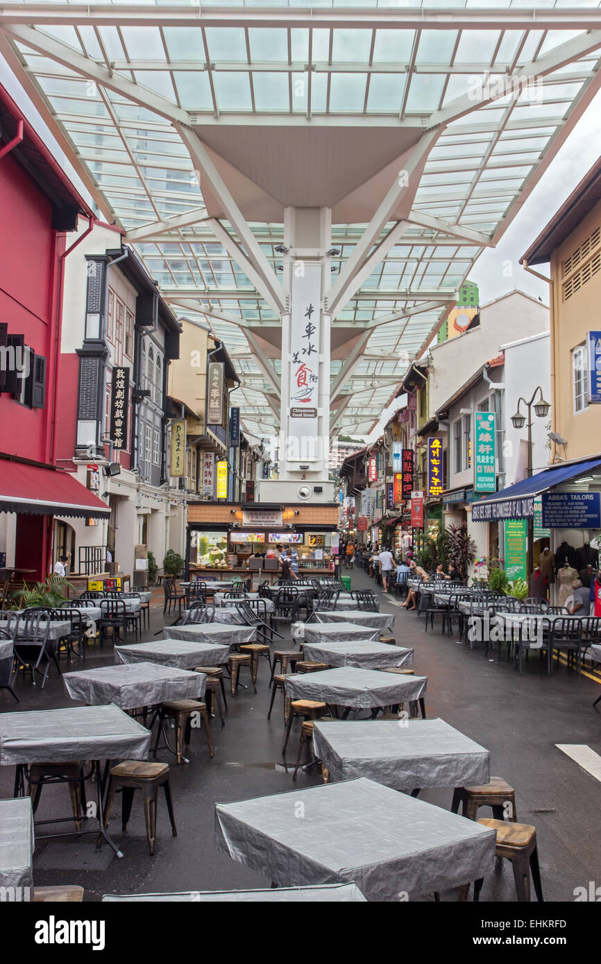 Straße in Singapur Chinatown Essen Stockfoto