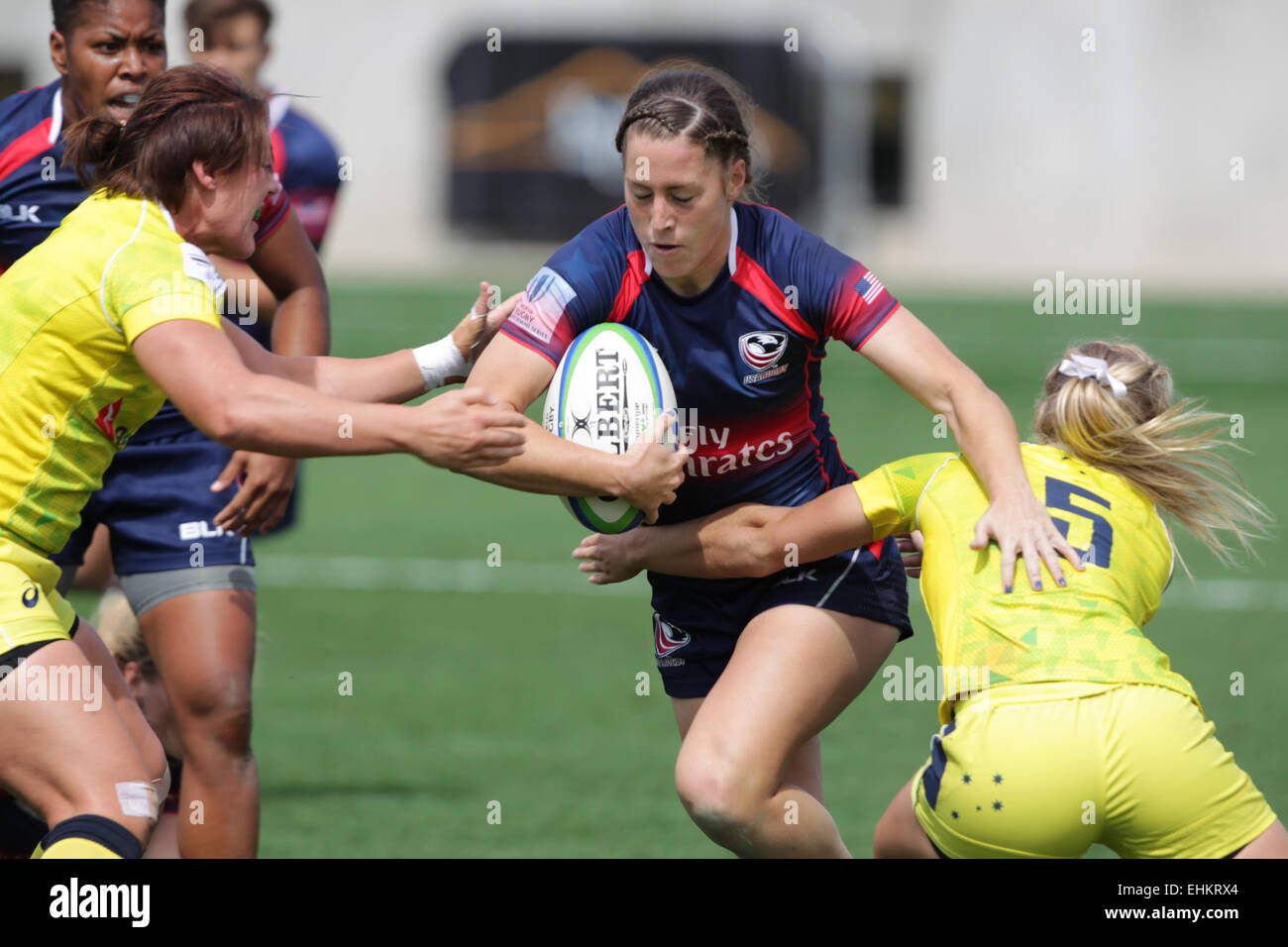 Atlanta, Georgia, USA. 15. März 2015. Die Weltfrauenkonferenz Rugby Sevens Series Viertelfinale in Atlanta, GA. Australien Vs USA. Bildnachweis: Csm/Alamy Live-Nachrichten Stockfoto