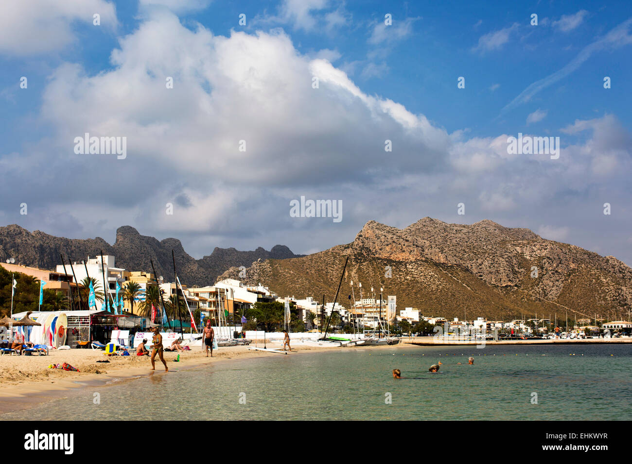 Strand Puerto Pollensa, Mallorca, Spanien Stockfoto