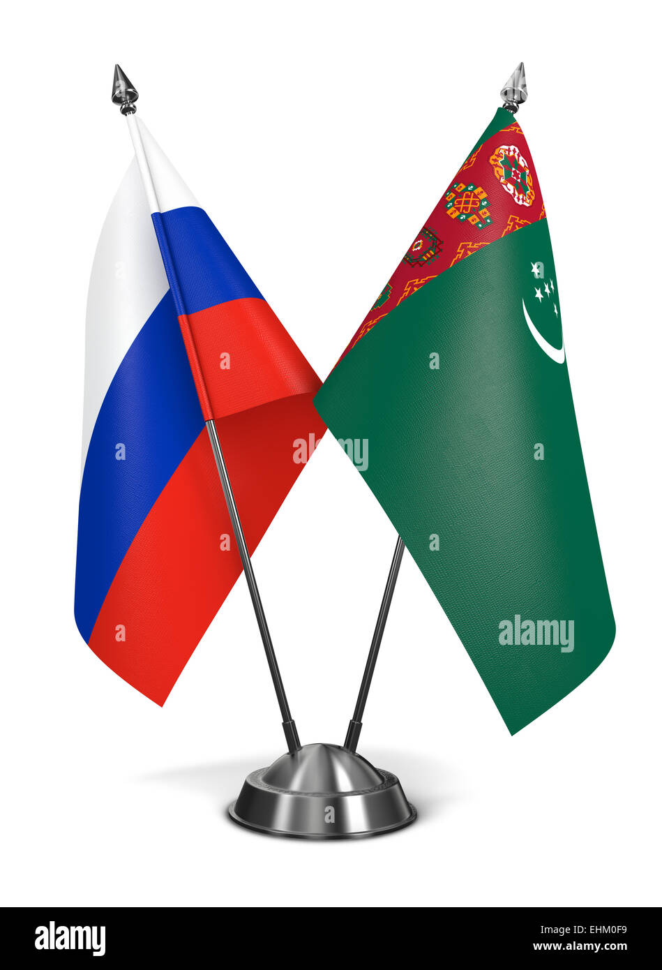 Turkmenistan und Russland - Miniatur-Flags. Stockfoto