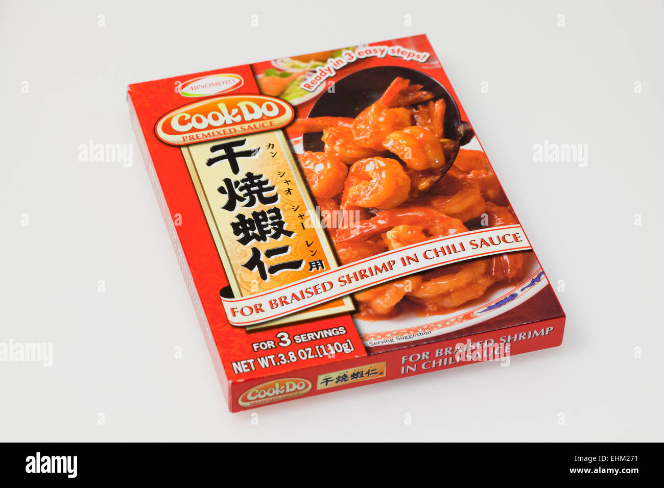 CookDo geschmorte Garnelen Chili Sauce-box Stockfoto