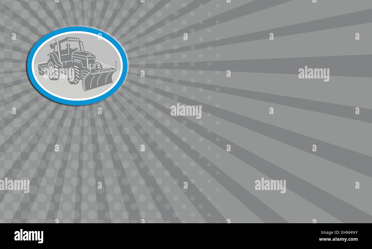 Visitenkarte zeigt Abbildung des Schnees Pflug LKW innen Oval auf isolierte Hintergrund getan im retro-Stil festgelegt. Stockfoto