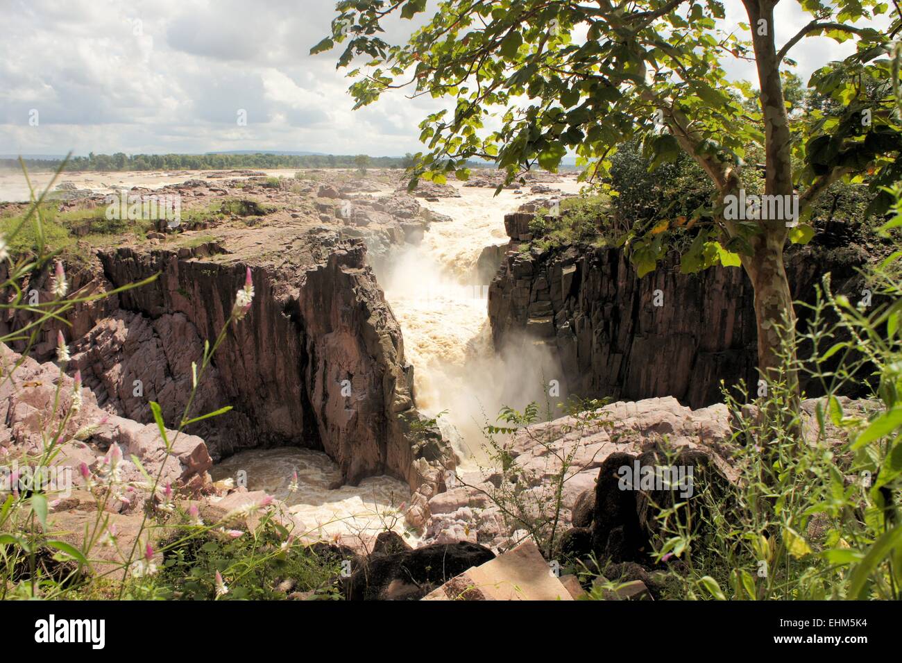 Raneh Wasserfälle während der trockenen Jahreszeit, Khajuraho, Indien Stockfoto