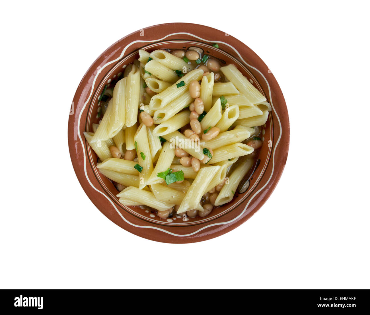 Pasta e Fagioli - fleischlose italienischen Traditionsgericht. Stockfoto