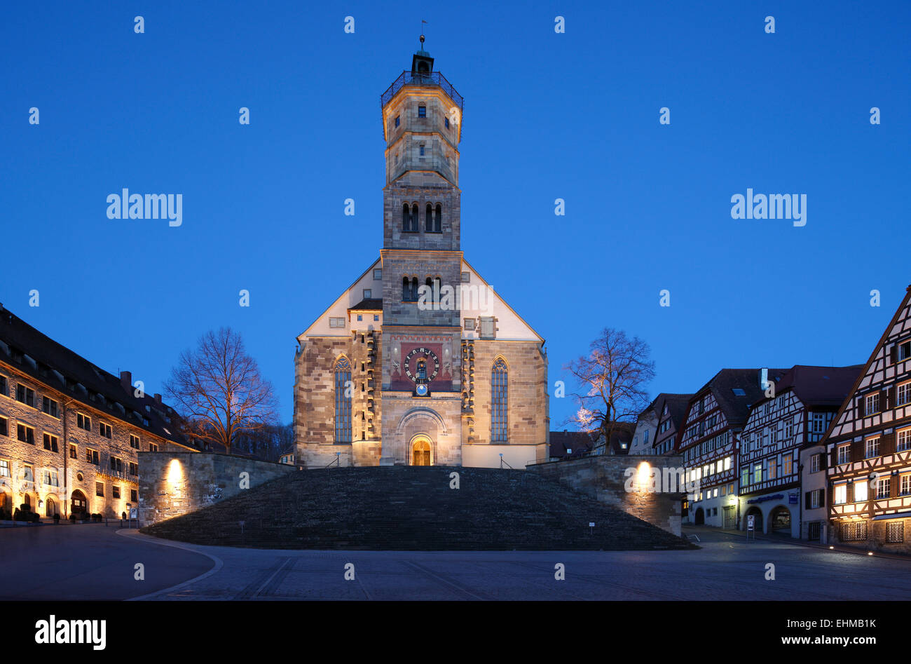 Marktplatz mit evangelischen Pfarrkirche St. Michael, Schwäbisch Hall, Baden-Württemberg, Deutschland Stockfoto