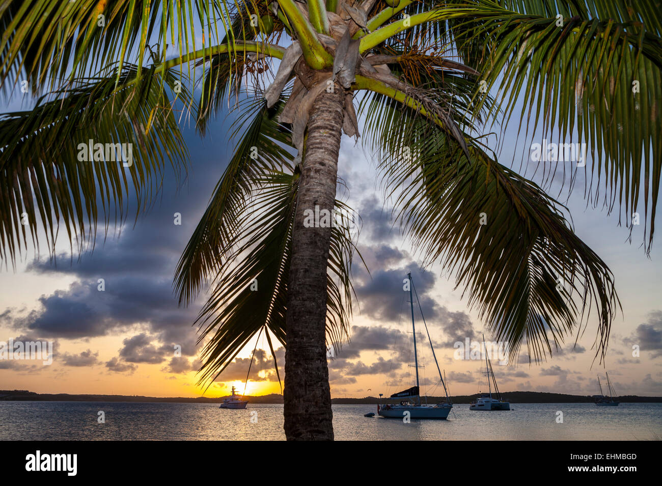 Sonnenuntergang in der nonsuch Bay, Green Island, Antigua, Antigua und Barbuda Stockfoto