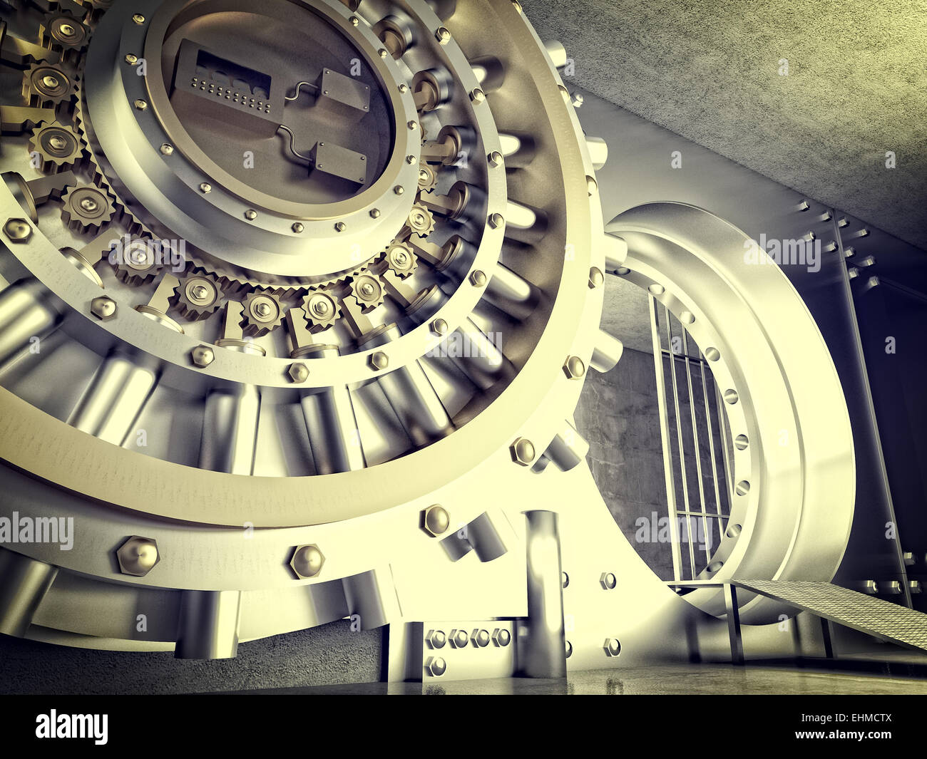 3D-Bild eines riesigen Gewölbe Tür Stockfoto