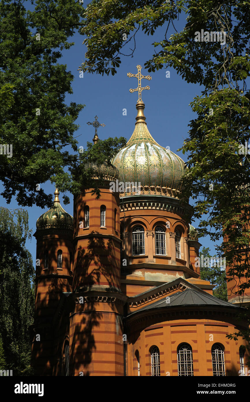 Russisch-orthodoxe Kapelle Saint Mary Magdalene auf dem historischen Friedhof in Weimar, Thüringen, Deutschland. Stockfoto