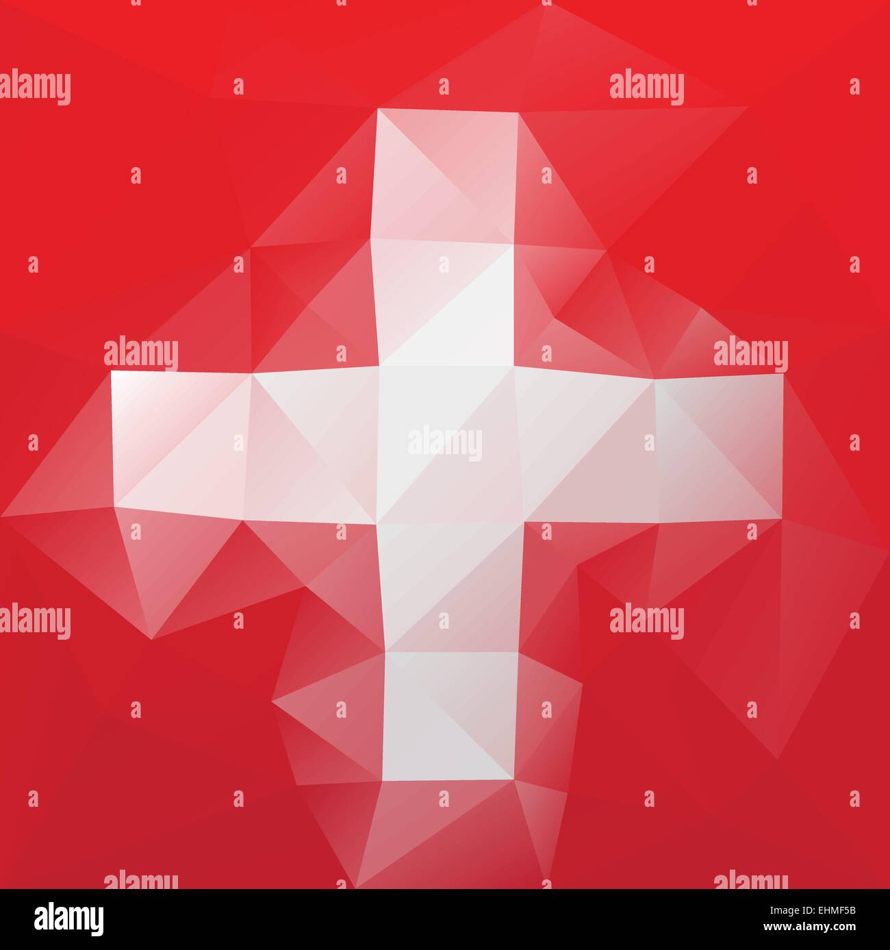 Schweizer Flagge - dreieckige polygonalen Vektormuster Stock Vektor