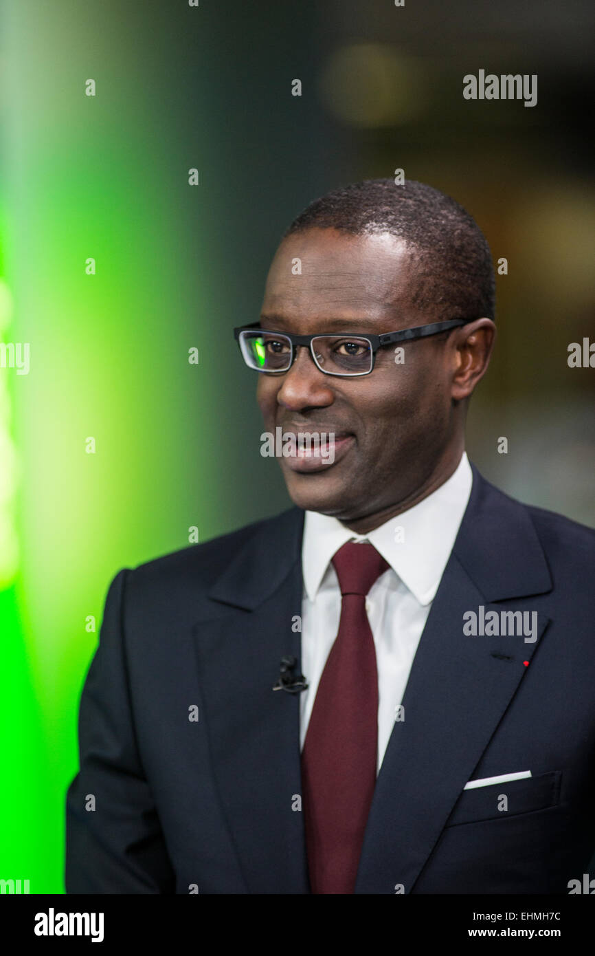 London, 10. März 2015 Tidjane Thiam, der neue CEO der Credit Suisse. Zuvor war er Leiter der Prudential im Vereinigten Königreich.  Bildnachweis: Stockfoto