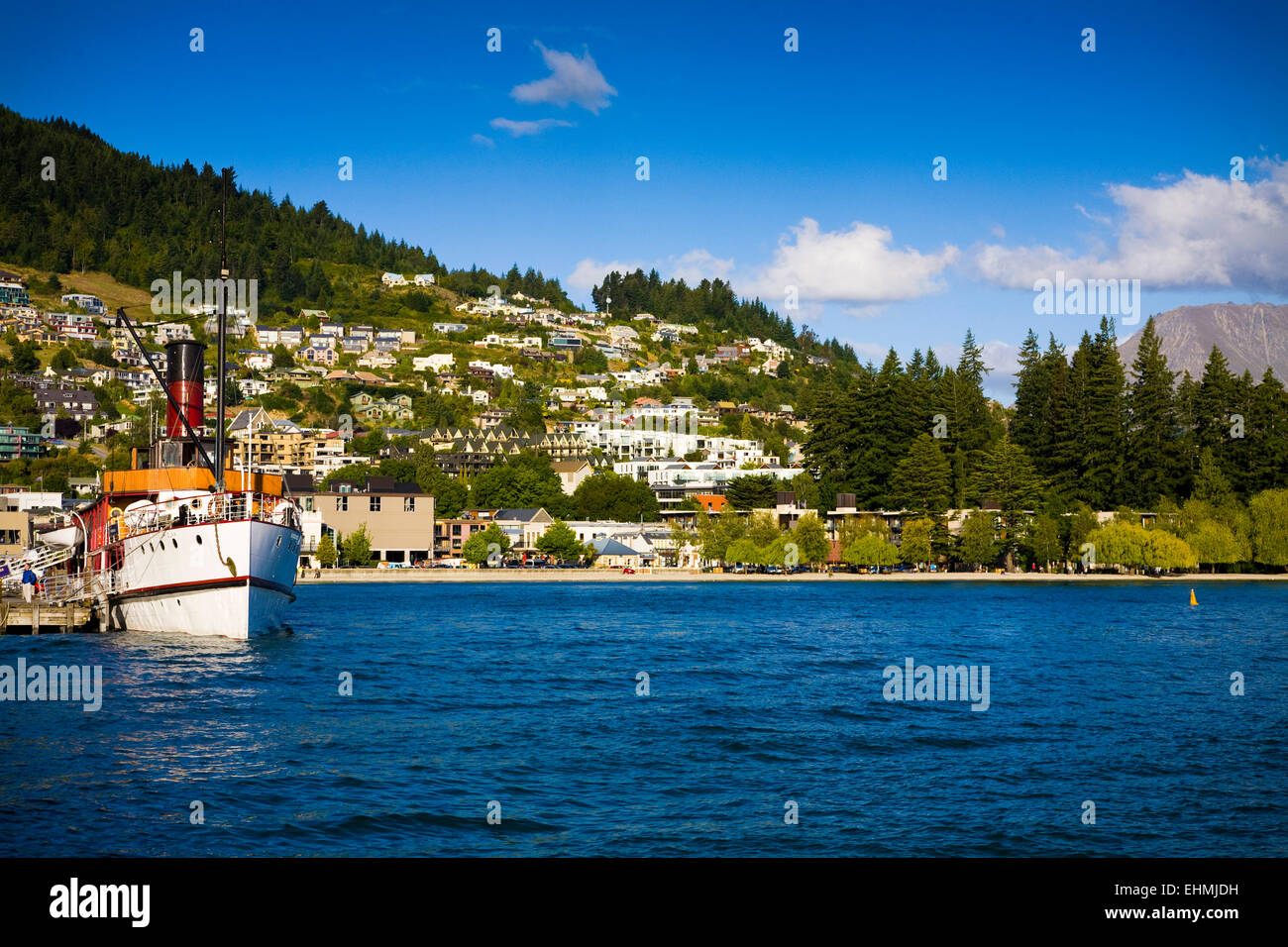 Ein Blick auf Queenstown und Lake Wakatipu auf Neuseelands Südinsel Stockfoto