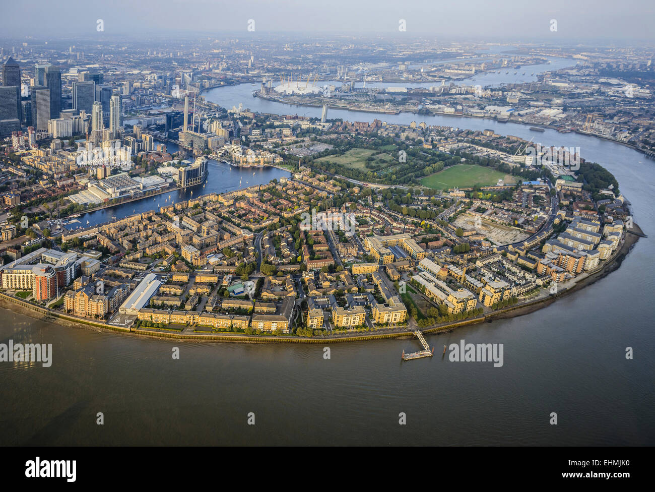 Luftaufnahme des Londoner Stadtbild und Fluss, England Stockfoto