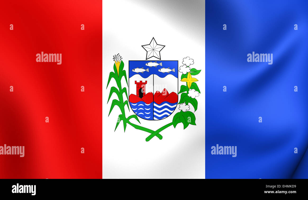 Flagge von Alagoas in Brasilien. Hautnah. Stockfoto