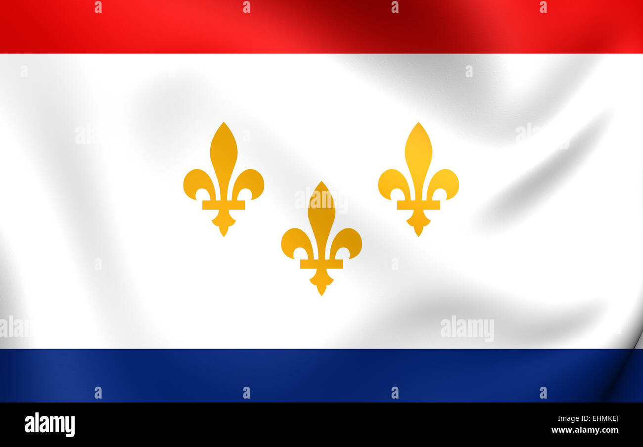 Flagge von New Orleans, USA. Hautnah. Stockfoto