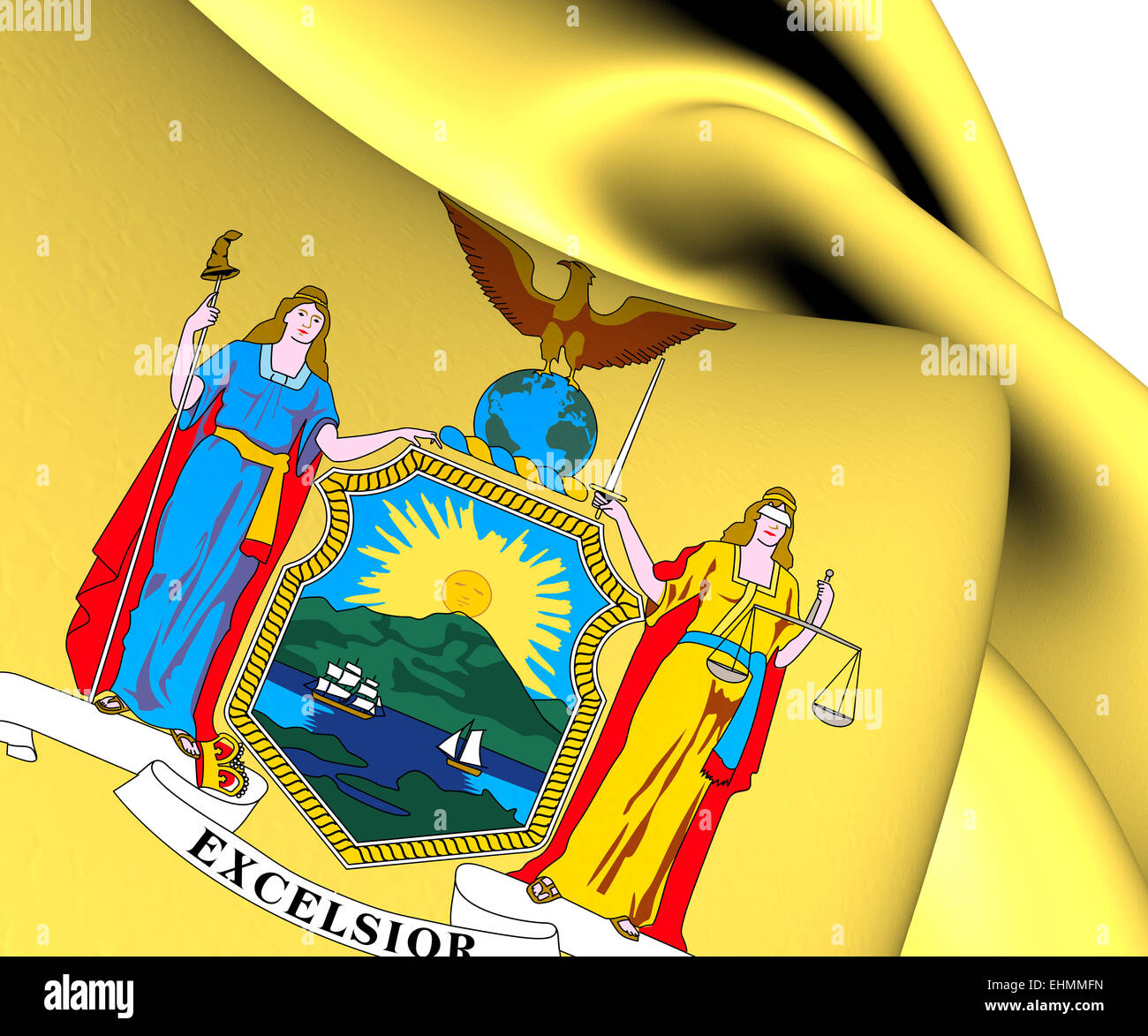 Flagge des Staates New York (1778-1901), USA. Hautnah. Stockfoto