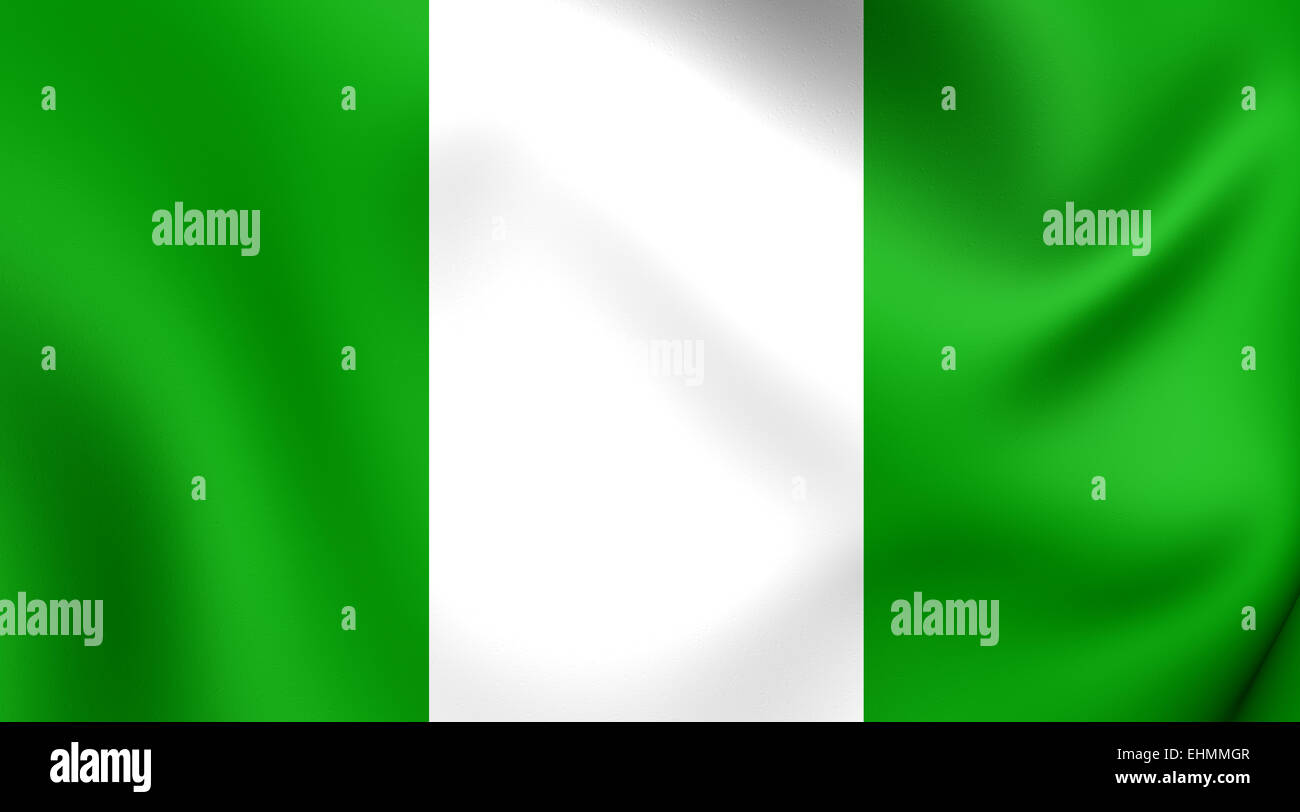 Flagge von Nigeria. Hautnah. Stockfoto