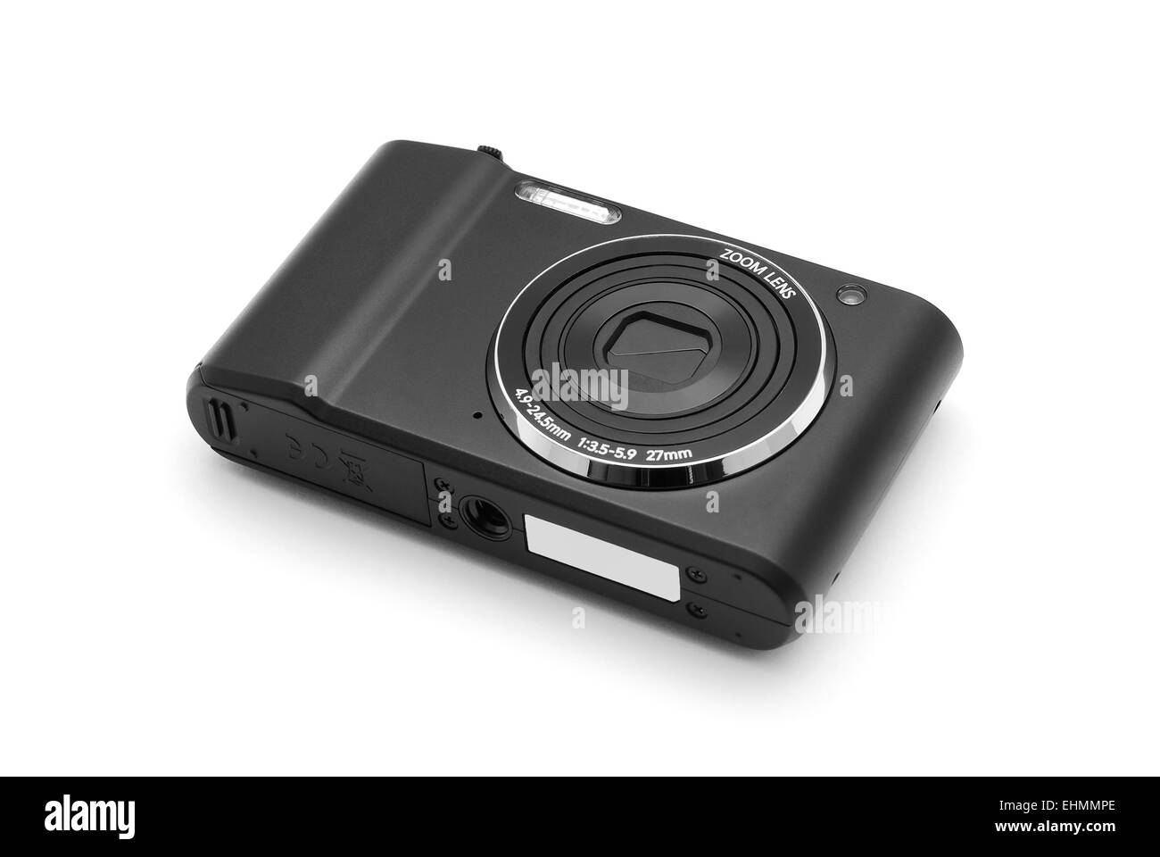 Schwarz kompakte Fotokamera auf weiß Stockfoto