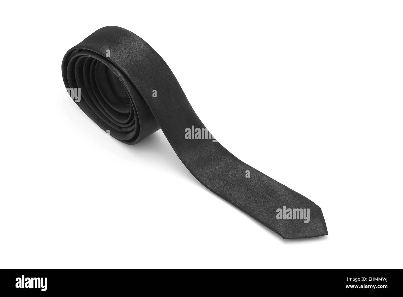 schwarze Krawatte auf weißem Hintergrund Stockfoto
