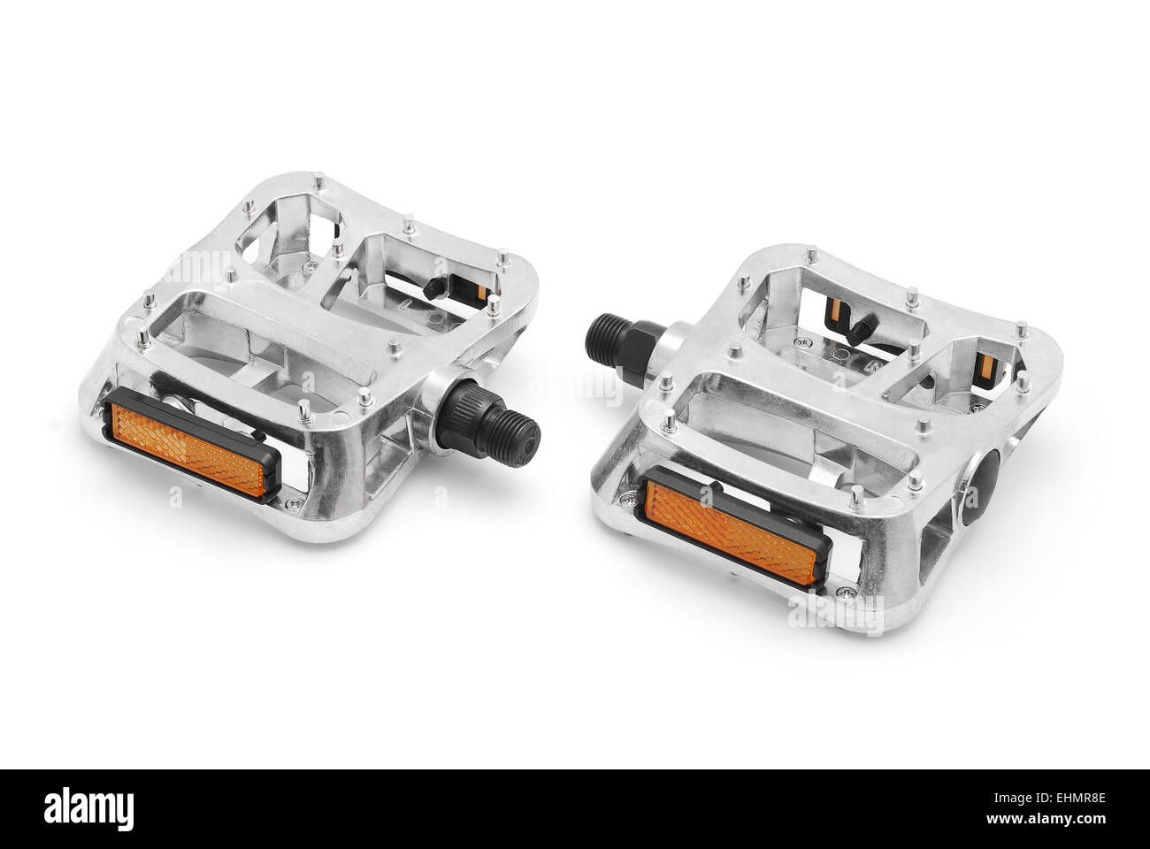 Fahrradpedale auf weißem Hintergrund Stockfoto