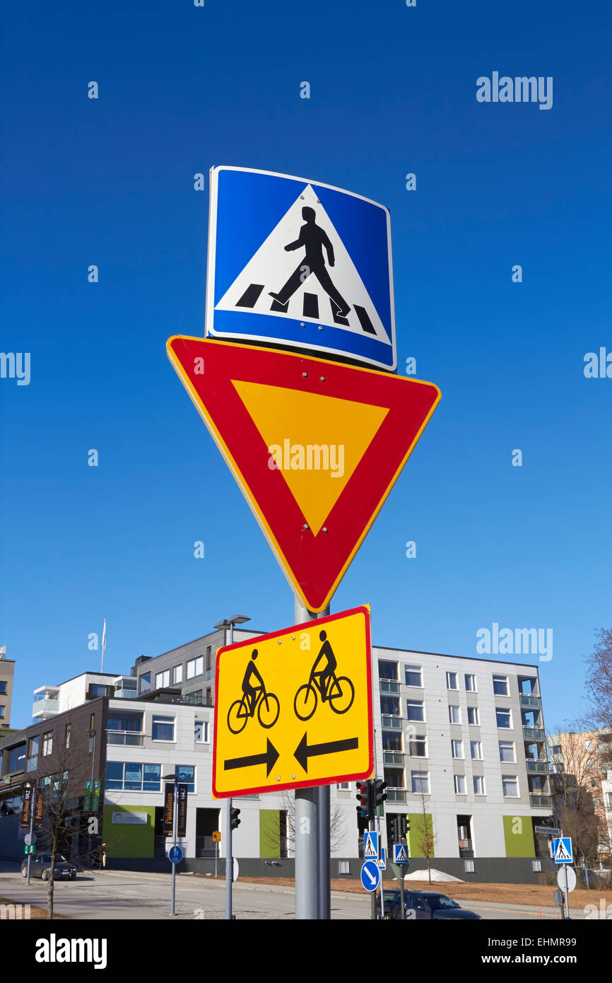 Finnische Verkehrszeichen, Mikkeli, Finnland Stockfoto