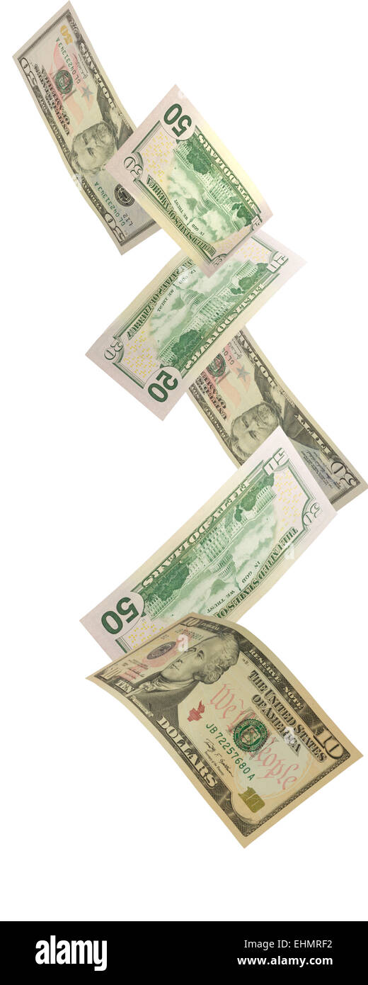 US-Dollar fallen Stockfoto