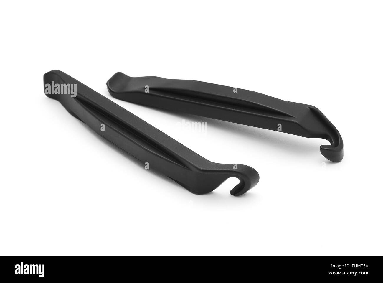 Fahrrad Reifen Hebeln Hebel auf weiß Stockfoto