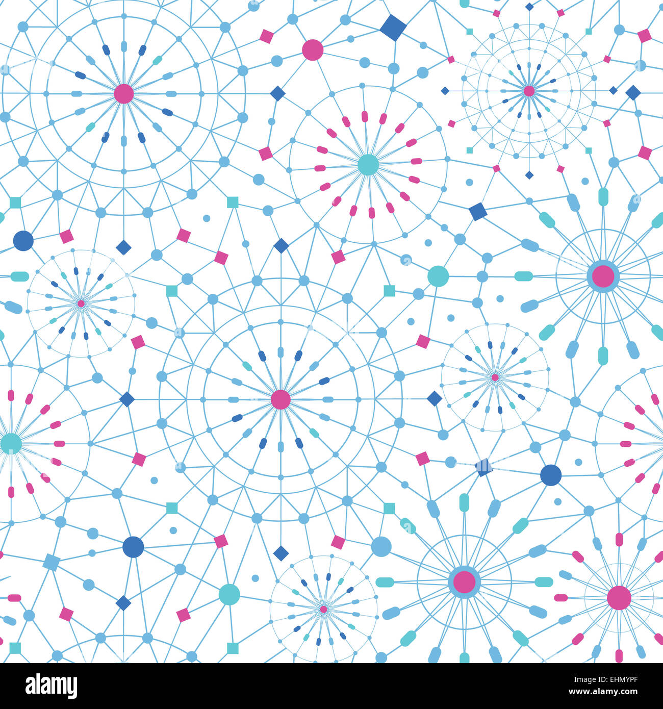 Blaue abstrakte Linie Kunst kreist Musterdesign Hintergrund Stockfoto