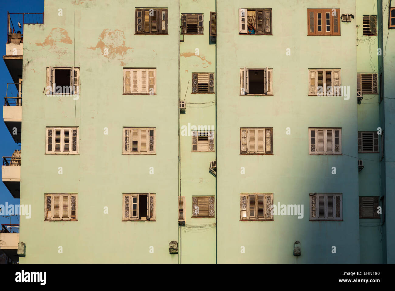 Die Fassade eines Gebäudes, La Havanna, Kuba. Stockfoto