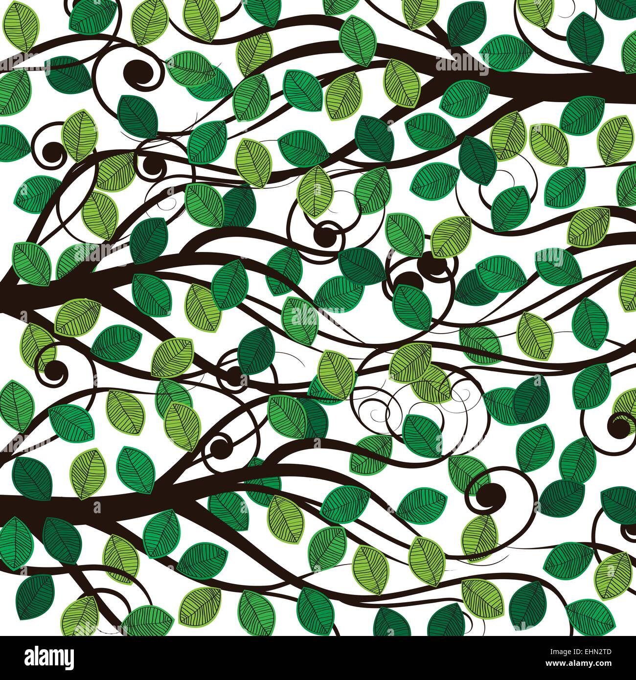 Grün und niedliche Muster mit Sommer Blätter Stock Vektor