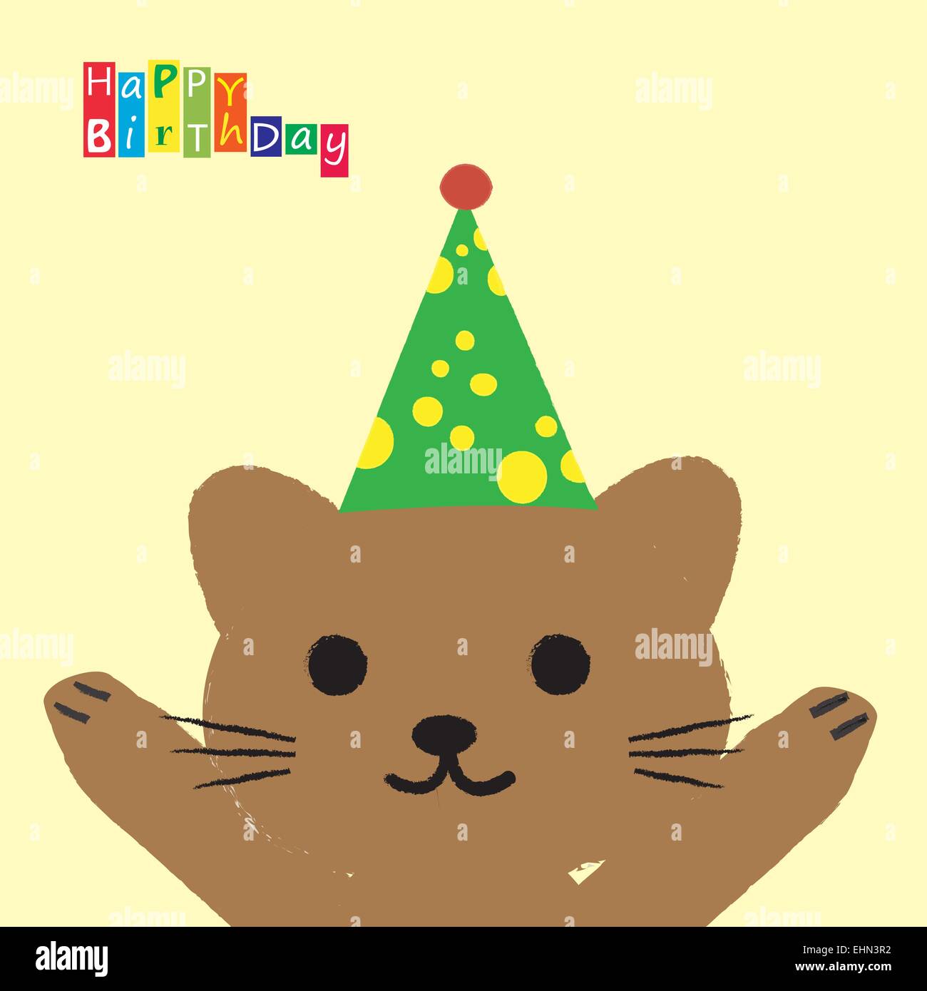 Farbenfrohe Geburtstagskarte mit lustigen und süßen Tier Stock Vektor