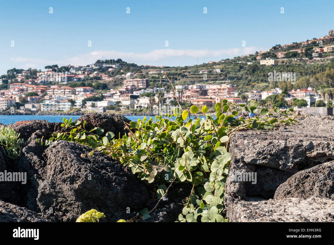 Capomulini Sizilien berühmte Städtchen in der Nähe von Catania und Acitrezza Stockfoto