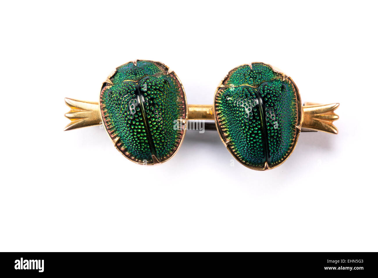Viktorianische doppel Skarabäus Käfer gold Brosche. Stockfoto