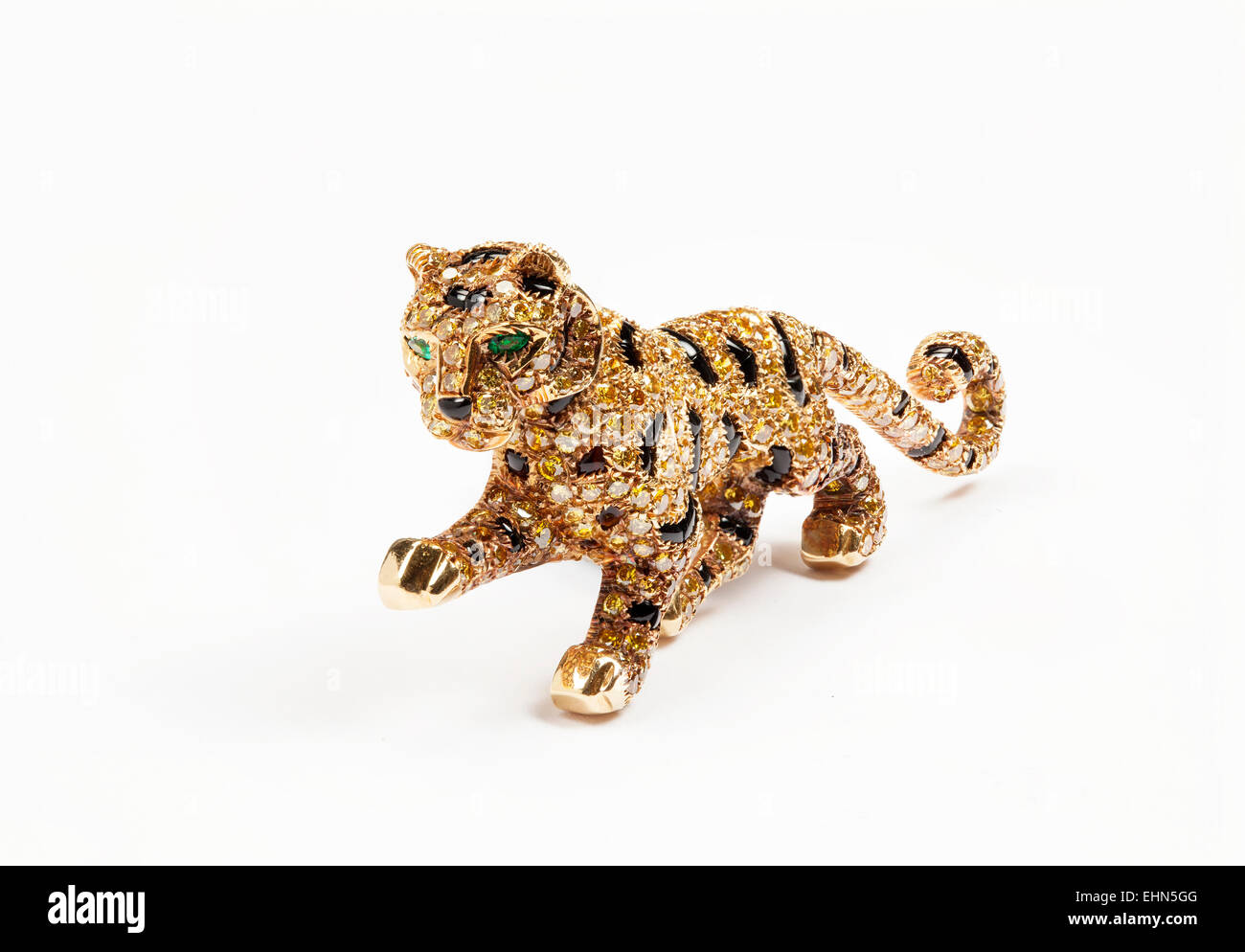 18 ct Gold gelber Diamant und Perle Brosche von Cartier panther einstellen Stockfoto