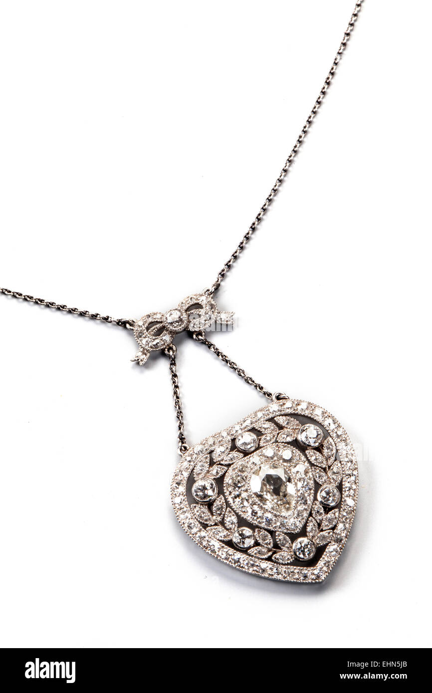 Belle Epoque diamant Halskette Anhänger. Stockfoto