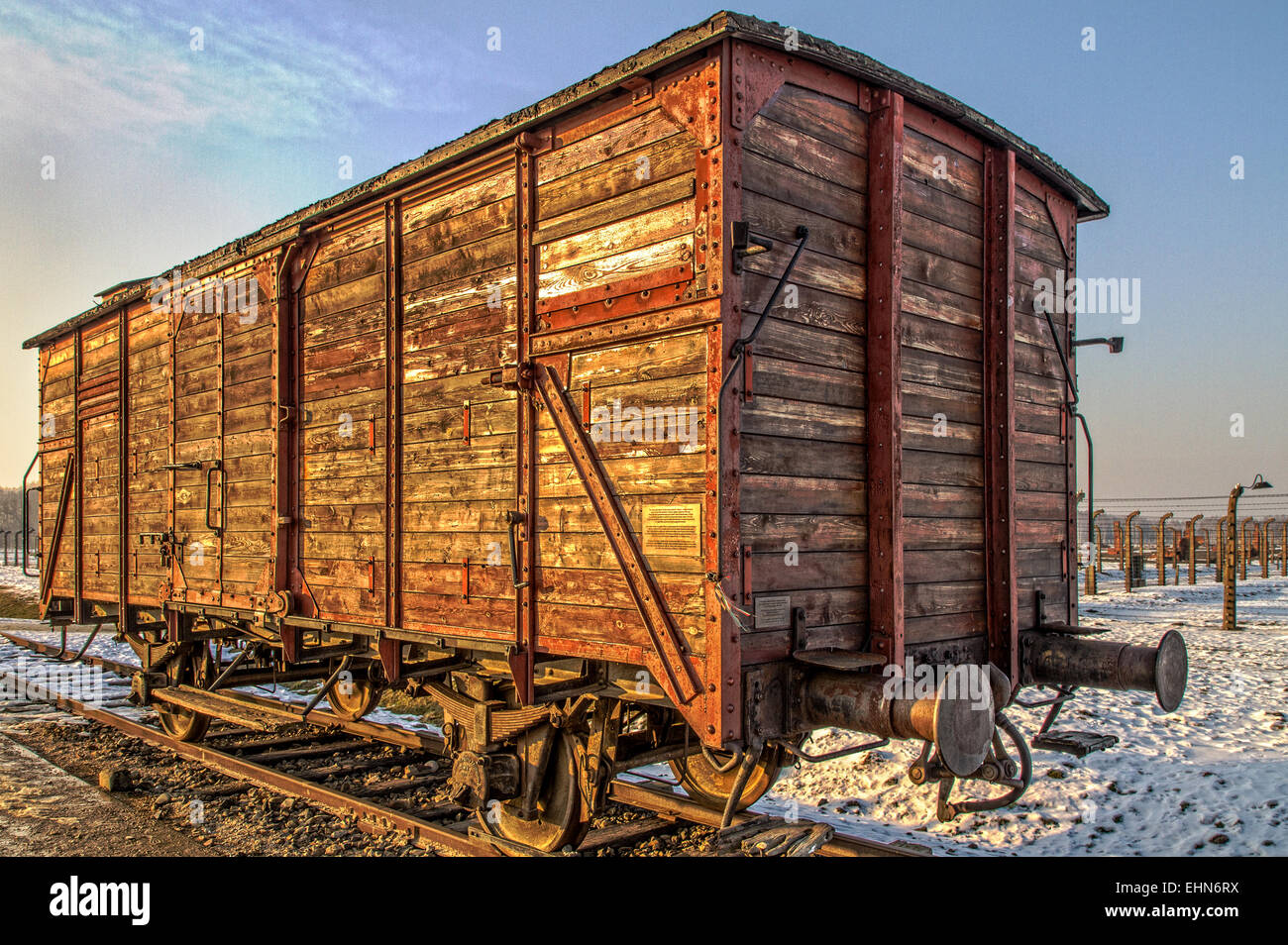 Auschwitz-Zug-Wagen Stockfoto