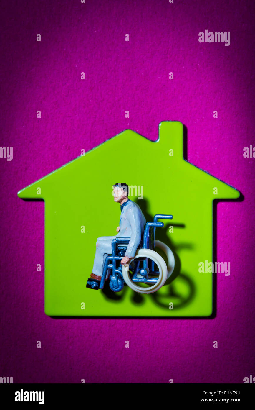 Konzeptbild auf Zugänglichkeit für körperlich Behinderte. Stockfoto