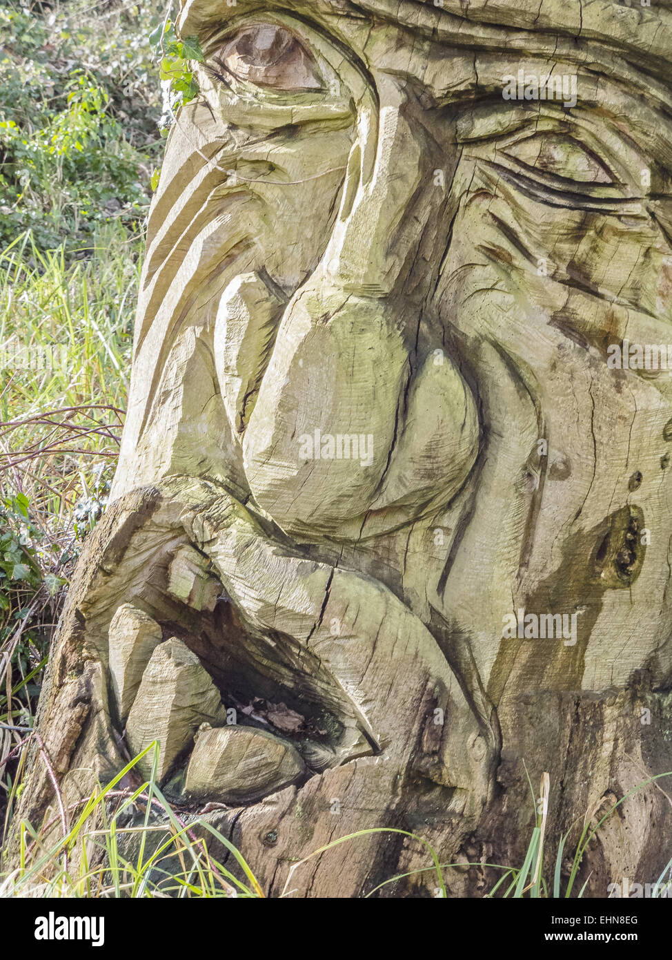 Geschnitzte hölzerne Leiter Caversham Berkshire UK Stockfoto