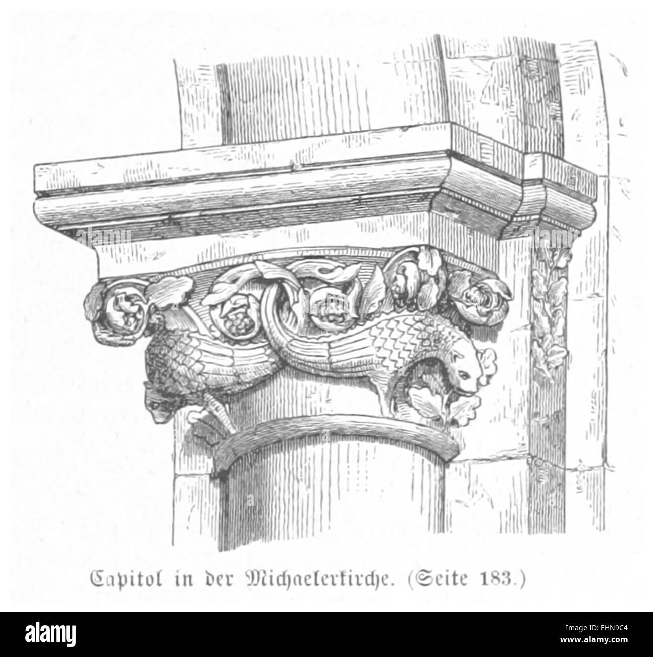 BERMANN(1880) p0187 Romanisches Kapitel der Michaelerkirche Stockfoto
