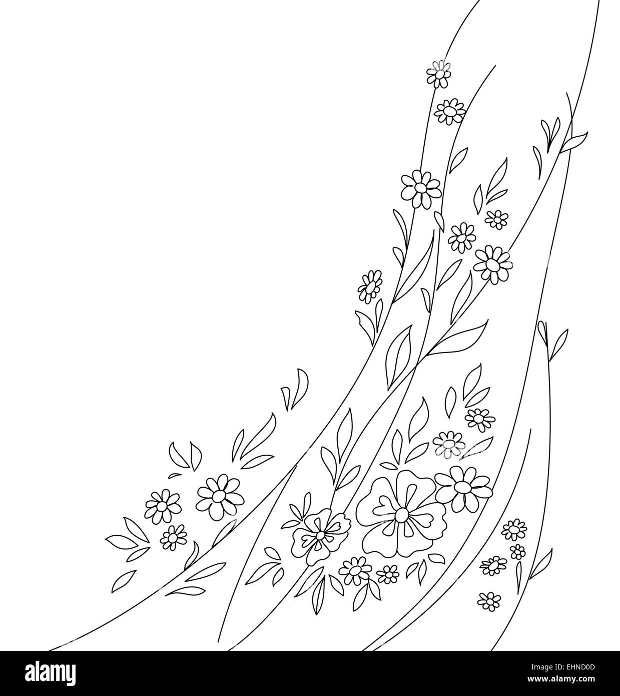 Blüten und Blätter, Konturen Stockfoto