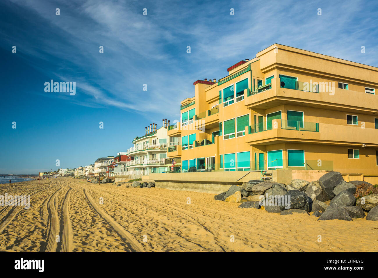 Am Strand Häuser in Imperial Beach, Kalifornien. Stockfoto