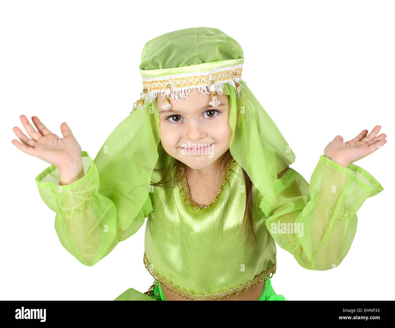 Porträt von kleinen Mädchen gekleidet arabischen Stockfoto