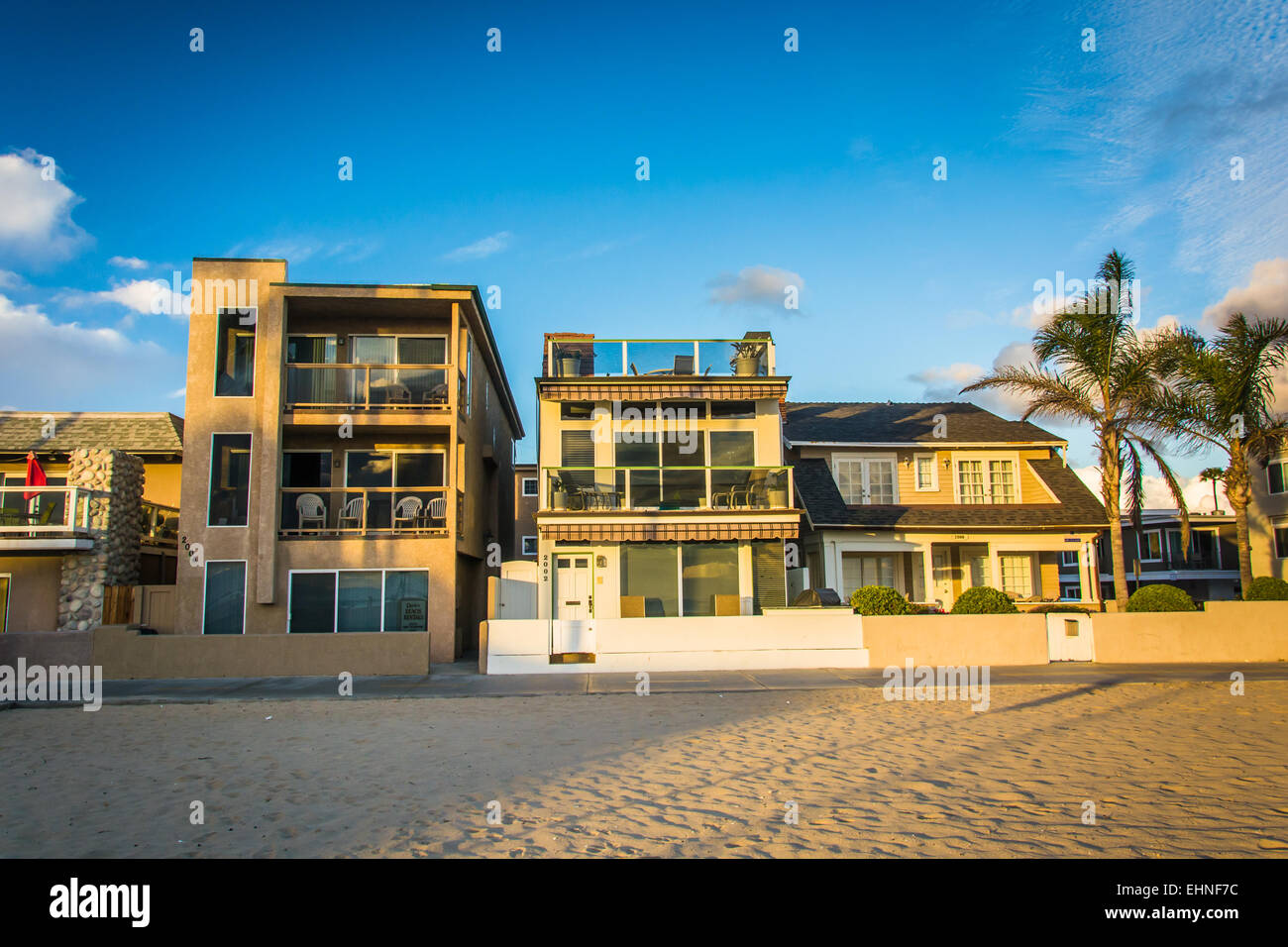 Am Strand Häuser in Newport Beach, Kalifornien. Stockfoto