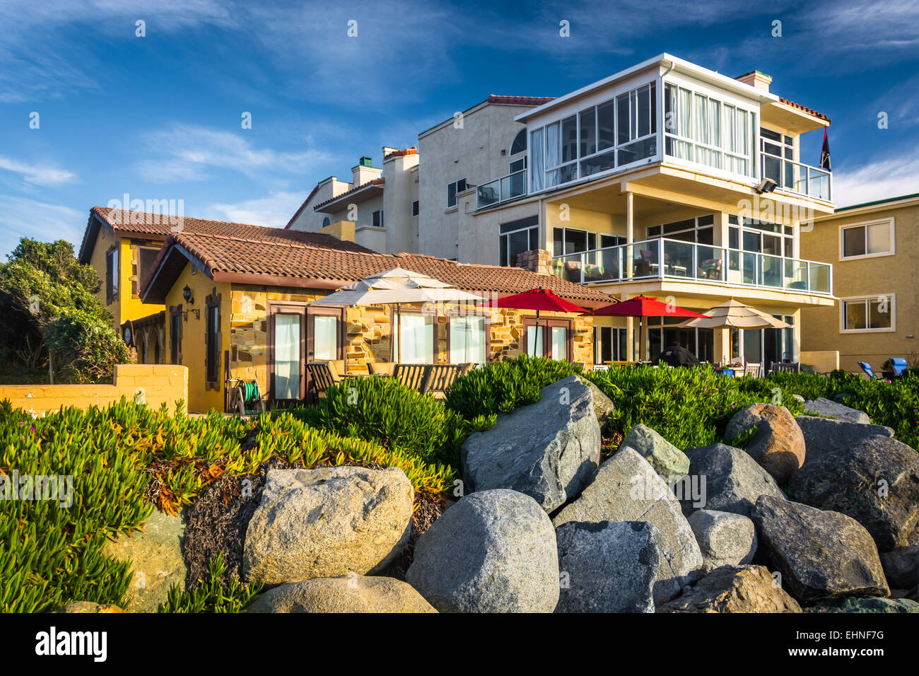 Am Strand Häuser in Imperial Beach, Kalifornien. Stockfoto