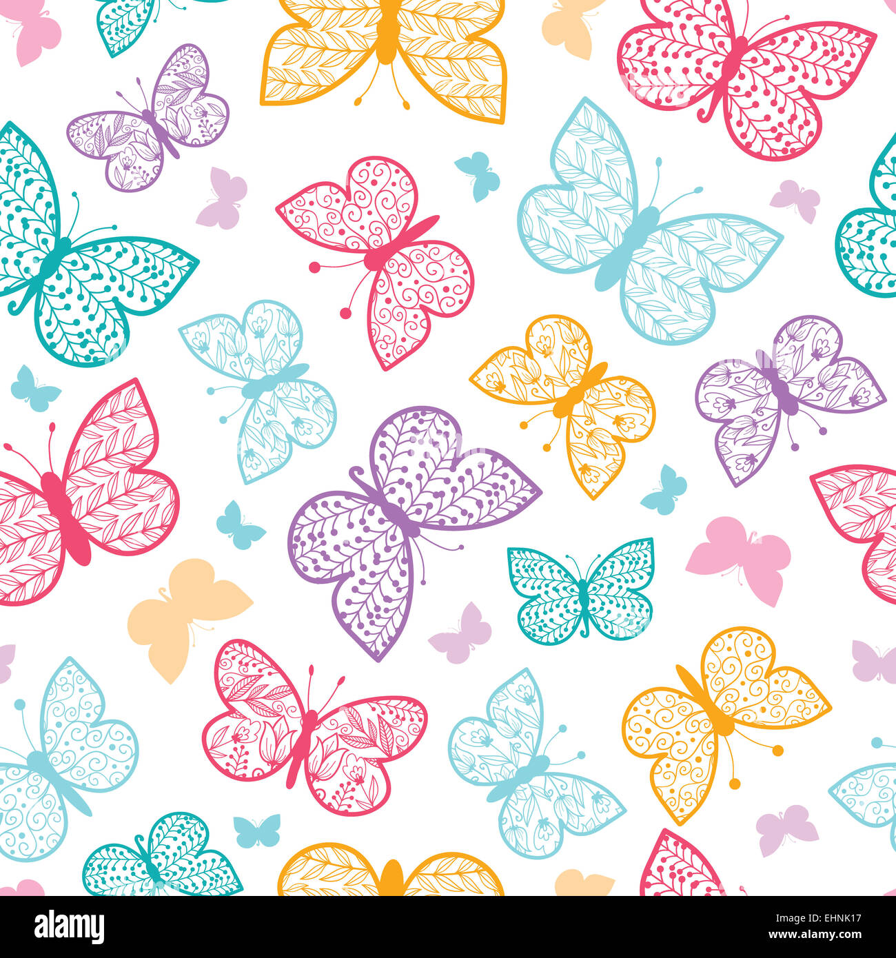 Blumen Schmetterlinge Musterdesign Hintergrund Stockfoto