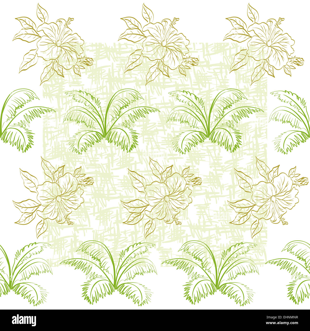 Nahtlose Muster, Blumen und Pflanzen Stockfoto