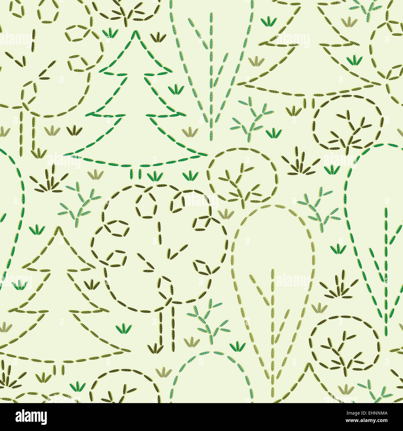 Bestickte Wald Musterdesign Hintergrund Stockfoto